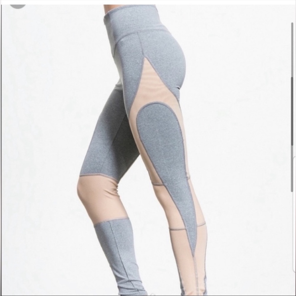 Free People FP Movement Cool Rider Mesh‎ Panel Leggings Grey Nude High Waist - Picture 5 of 10